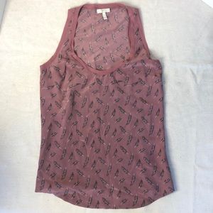 Joie Tank Top Purple Mauve Feather Silk XS